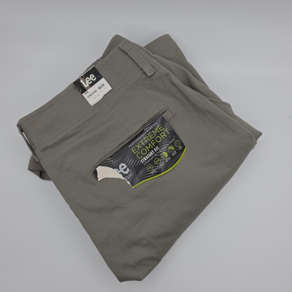 Lee Chino Pants‎ Mens 33x30 Extreme Comfort Straight Fit Tan Stretch Office NEW